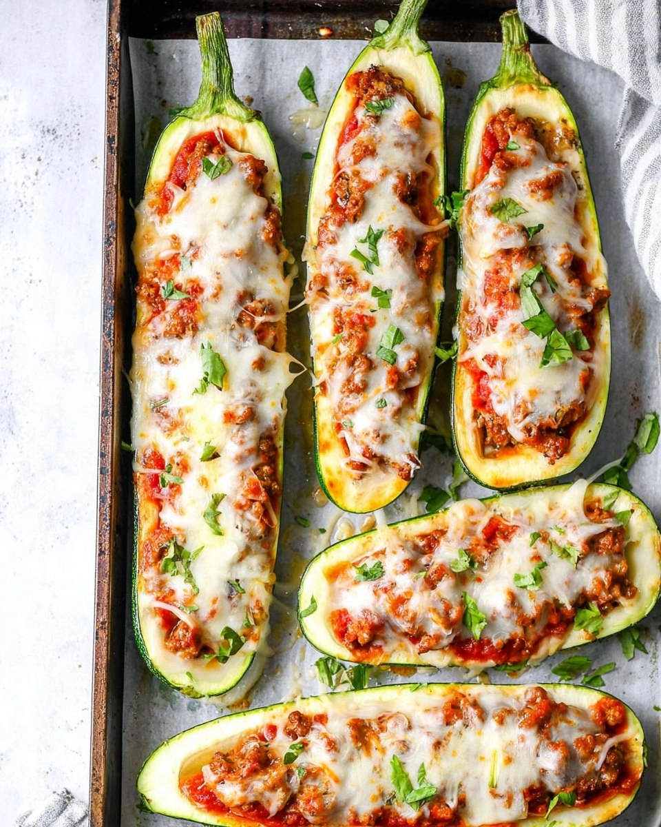 Sausage Stuffed Zucchini Boats