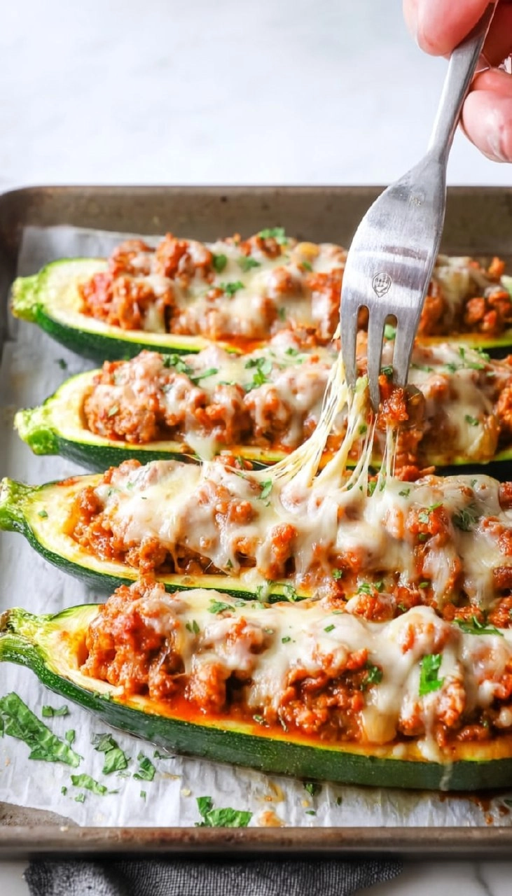 Sausage Stuffed Zucchini Boats