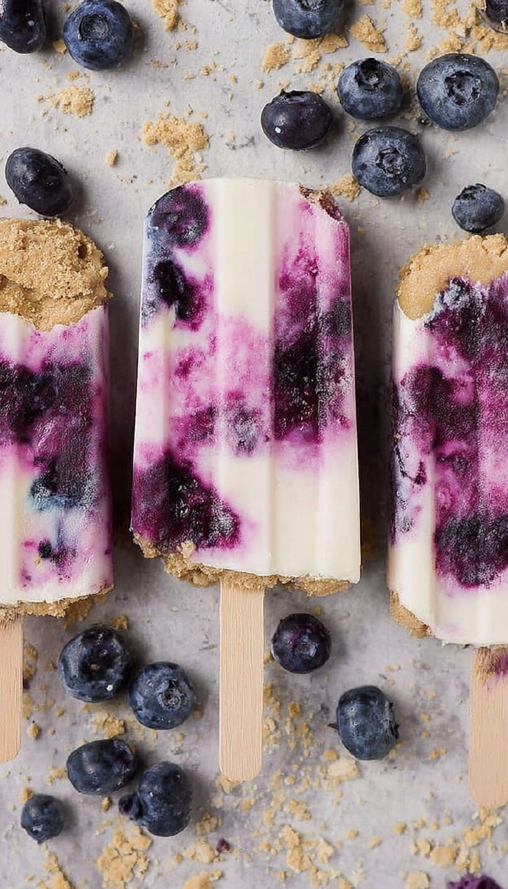Blueberry Cheesecake Protein Popsicles