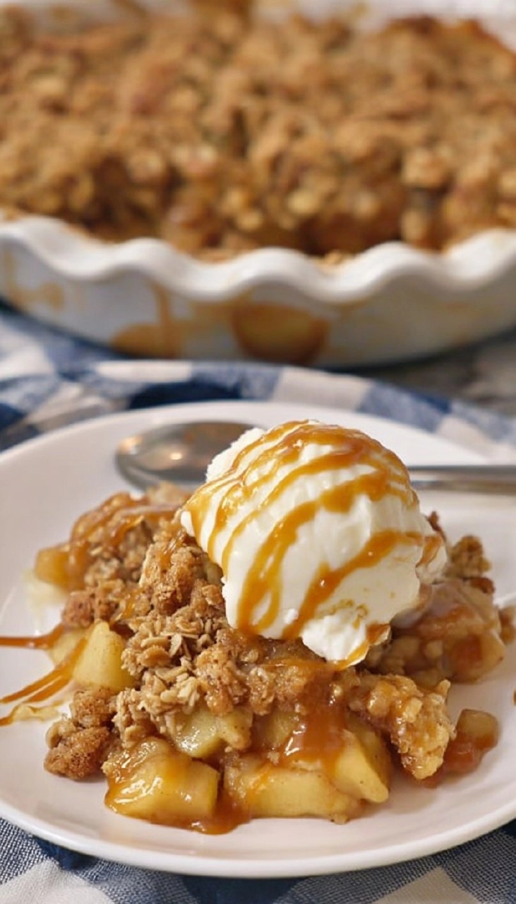 Caramel Apple Crisp with Crunchy Oat Topping