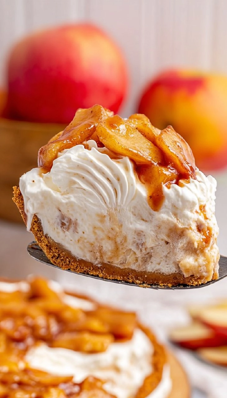 Creamy No Bake Apple Cheesecake Pie