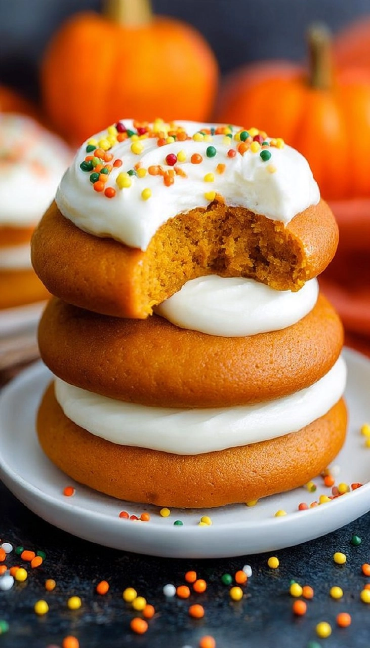 Pumpkin Cookies with Cream Cheese Frosting